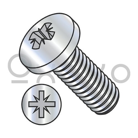 Oxoxo M2.5-0.45X12 Din 7985A Metric Pozi Type-Z Pan Machine Screw Full Thread Zinc, 3000PK 602082
