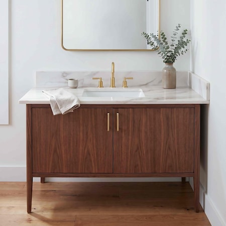 Ackland LustreLine Renelle 49 in. x 22 in. Engineered Stone Integrated Single Sink Vanity Top AKFVNQZRENE49X22P-SB
