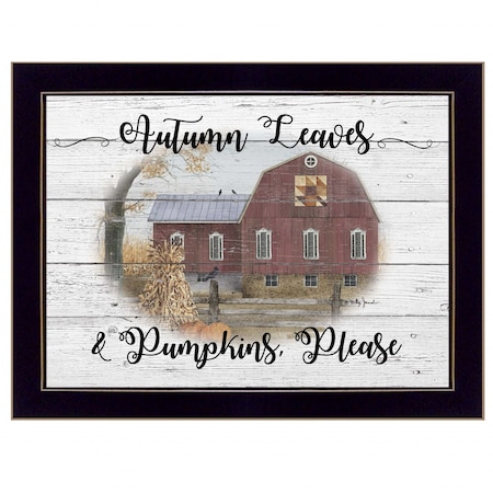 Homeroots Autumn Leaves 1 Black Framed Print Wall Art 415838
