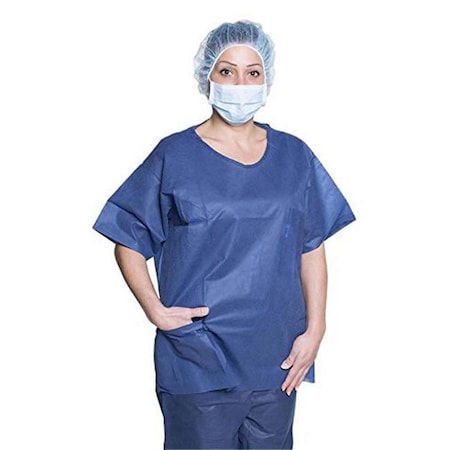 Dukal 2XL Disposable Scrub Shirt, Dark Blue 375XXL
