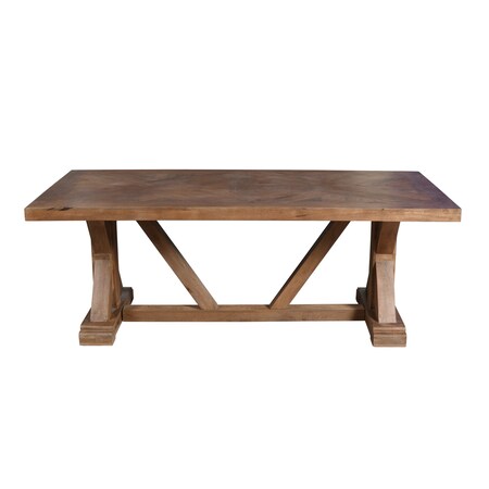 Homeroots 84" Natural Solid Wood Trestle Base Dining Table 606258