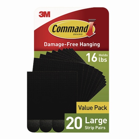 Command Picture Hanging Strips, Large, Removable, Holds up to 16 lbs per 4 Pairs, 20 Strip Pairs 17206BLK-20NA