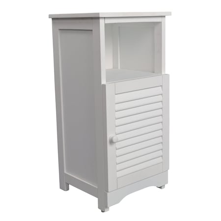 Happimess Serene 27.5"H Handcrafted Acacia Wood Bathroom Freestanding Floor Bathroom Storage Cabinet w/Louver SHF2001W