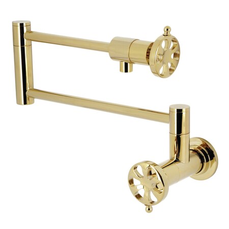Kingston Brass Wall Mount Pot Filler Faucet, Polished Brass KS4102RX