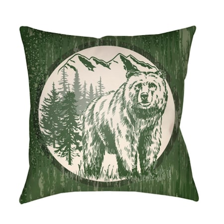 Artistic Weavers Lodge Cabin Bear Poly Filled Pillow - Dark Green & Beige - 26 x 26 in. LGCB2018-2626