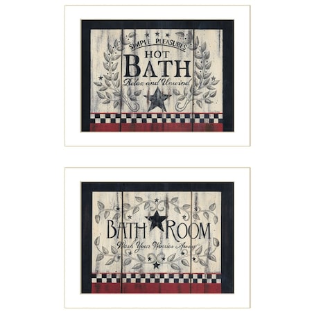 Set Of Two Hot Bath 10 White Framed Print Bathroom Wall Art, 2PK