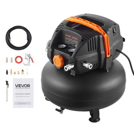 Vevor 6 Gallon Air Compressor 1.7HP 2.3CFM - 90PSI with 12-Piece Accessory Kit C822A-150PSI KIT