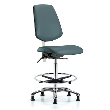 Blue Ridge Ergonomics Clean Room Chair Vin Hi Ben Chair, Med, Bk, Gld Blu, CL100, No Arms, 26" to 35-1/2" Height, Vinyl BR-NCR-VHBCH-MB-CR-T1-A0-CF-RG-8546
