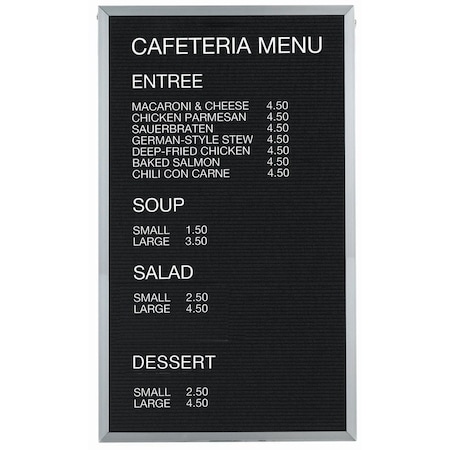 Aarco Framed Letter Board Message Center , Frame is Aluminum, Letter Board is Black Felt, 60''Hx36''W BOFD6036