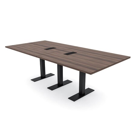 Skutchi Designs 8ft Rectangular Conference Table With Power | Harmony Series | 8 Person Meeting Room Table HAR-REC-48x96-T.BK-H3041-EBLK