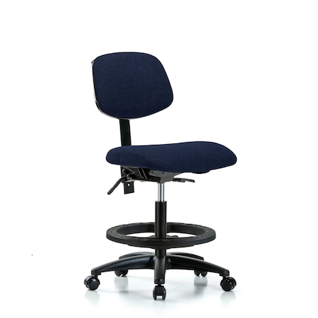 Blue Ridge Ergonomics Chair, Fab, Med Bench, Tilt BF Casters, Nav, No Arms, 22" to 29" Height, Dark Blue BR-FMBCH-RG-T1-A0-BF-RC-F45