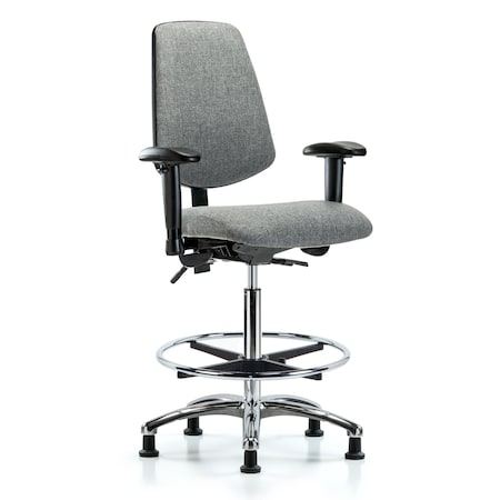 Blue Ridge Ergonomics Fab Hi Bench Chair, Med, Bk, CF, Glds, Gry, 6-Way Adjustable, 26" to 35-1/2" Height, Grey BR-FHBCH-MB-CR-T1-A1-CF-RG-F44