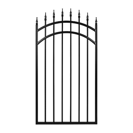 Nuvo Iron 33in Wx56in H Tiger Eye Gate Arched Rails, 36in W Openings, Self Close Hardware w/Double Side Handle ITGA3356