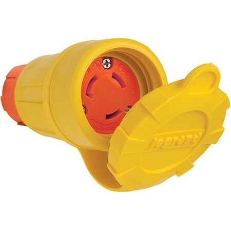 Pass & Seymour Locking Connector, Non-NEMA, 30 A, 125/250V AC, Three Phase, 3 Pole, Screw Terminals, Yellow 29W08AM