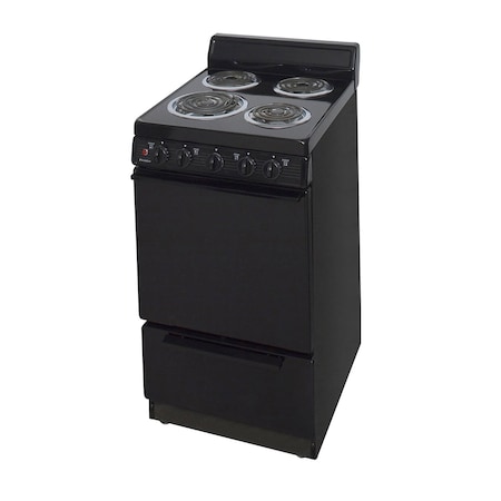 Premier Electric Range, 20 inW x 40 inH x 24.5 inD, 2.42 cu. ft Oven, Coil Top Stove, Black 805690