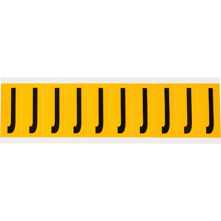 Brady Outdoor Vinyl 1.938 in Black on Yellow Letters J Card of 10 Labels, 10PK 1534-J
