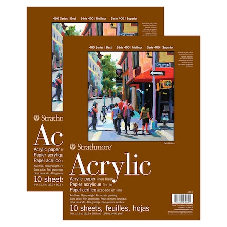 Strathmore 400 Series Acrylic Pad, Glue Binding, 10 Sheet, 9x12 inch, 2PK P430-9-03