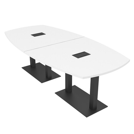 Skutchi Designs Arc Rectangle Meeting Room Table, 45 in W, 96 in L, White HAR-AREC-48x96-DOU.BK-W960-EBLK