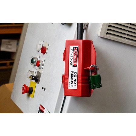 Brady Plug Lockout, Red, polypropylene, 1 Max. No. of Padlocks, 9/25 in Max. Shackle Dia. 65675