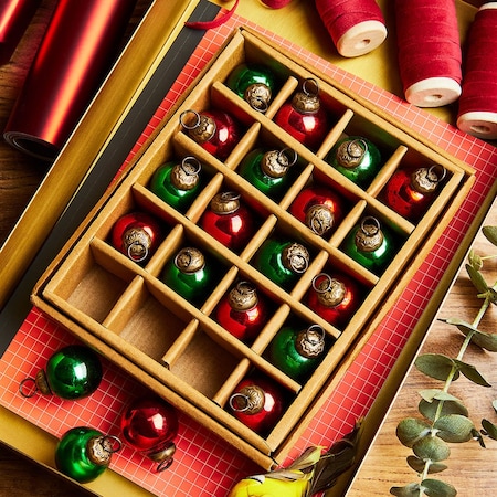 Kings County Mini Mercury Glass Ornaments, 10 Each Red & Green, 20PK GW17B03-04