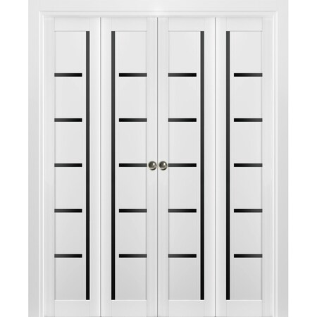 Sartodoors Sliding Closet Double Bi-fold Doors White Solid Core Modern Interior QUADRO4588DBF-WS-72 x 96 (4* 18x96)