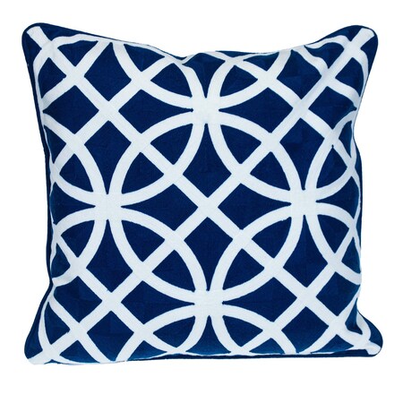 Homeroots 20" Blue and White Geometric Cotton Throw Pillow 529283