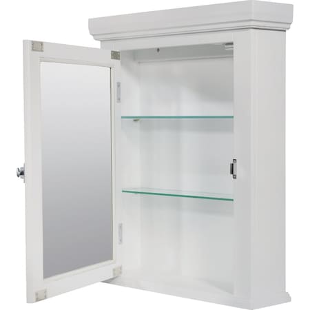 Zenith American Wht 22.25'' Wx27.25'' Hx5.75''D Single Mirror Surface Mount Crown Pediment Medicine Cabinet MC10WW