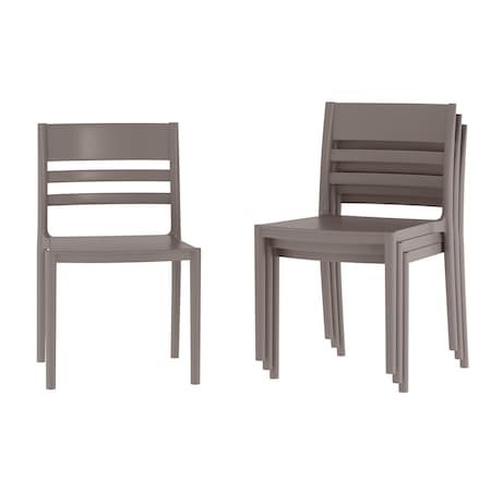 Flash Furniture Bridgeport Stacking Patio Chairs w/Slatted Backrest, All-Weather Resin Chairs, Gray, 4PK 4-DHF-317-APP-GRY-GG