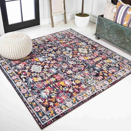 Jonathan Y Modern Persian Boho Floral Multi/Purple 5 ft Square Area Rug MDP200A-5SQ