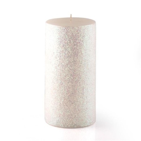 Vaser Designs 3 x 6 in. Glitter Pillar Candle, Metallic White VA2593543