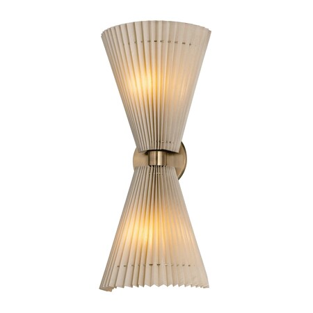 Troy Lighting Dell 9in wide 2 Light Wall Sconce in Patina Brass B8021-PBR