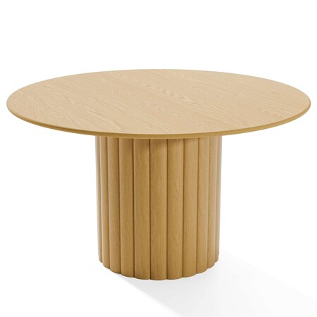 Homeroots 52" Brown Solid Wood Pedestal Base Round Top Dining Table 720987