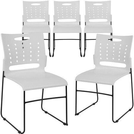 Flash Furniture White Plastic Stack Chair, PK5 5-RUT-2-WH-GG