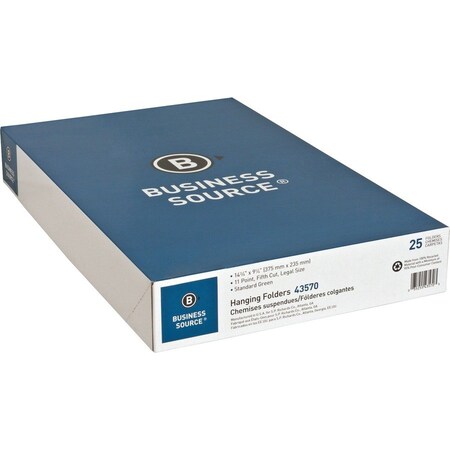 Business Source Hanging File Folder, Green, PK25 BSN43570
