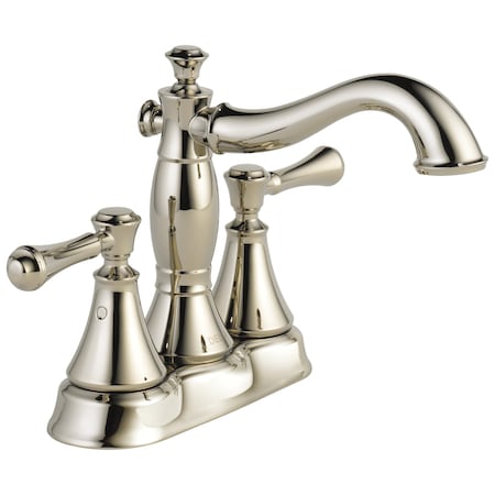 Delta 3-hole 4" installation Hole Centerset Lavatory Faucet, Polished Nickel 2597LF-PNMPU