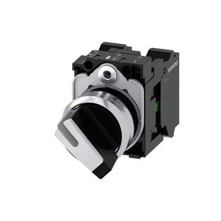 Siemens Selector switch, illuminable, 22 mm, round, metal, shiny, white 3SU1150-2BF60-3MA0
