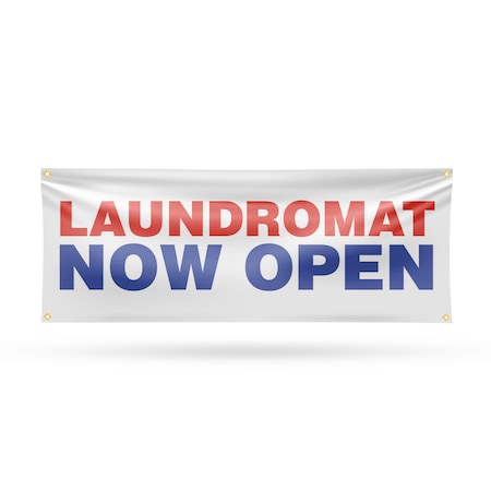 Signmission Laundromat Now Open, 18 Inch x 48 Inch, Vinyl Banner B-30724