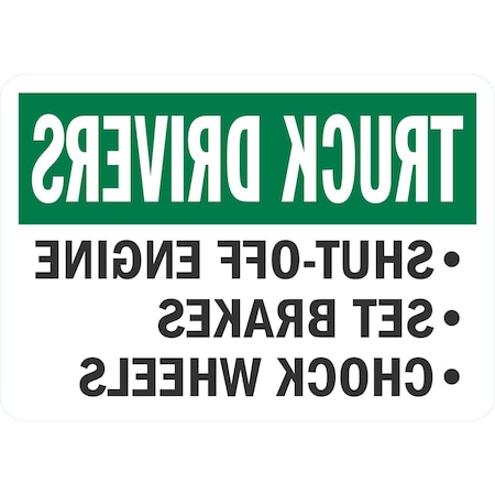 Lyle Truck Drivers, Shut-Off Engine, Set Brakes, Chock, 10x7, Engineer Grade, White G-1553-ED_10x7