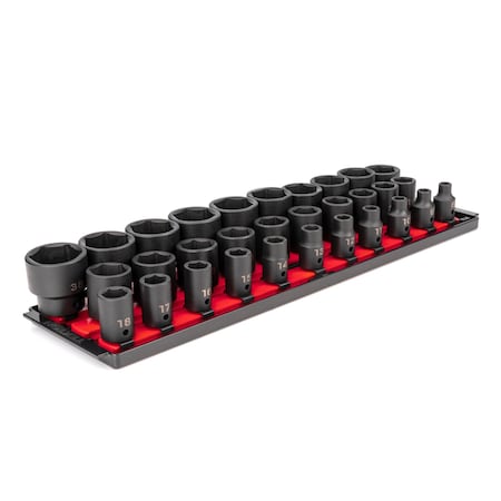 Tekton 1/2 in Drive Impact Socket Set, Metric, 31 pcs SID92104