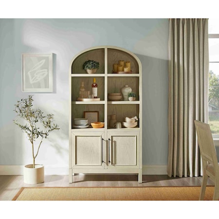 Martin Furniture Modern Wood Arched Display Cabinet/Bookcase, Office Shelving, Storage Cabinet, Fully Assembled, White IMOL4076DW
