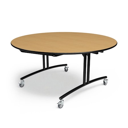 Palmer Hamilton Round Folding Table, 60 in W, 30 in H, Fusion Maple PHLIP20-3060RD-FB