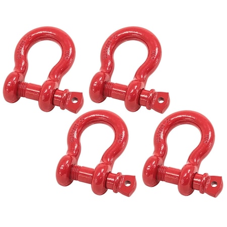 Mytee Products 1-1/8in 9.50 Tons Anchor Shackle Forged Carbon Steel & Alloy Screw Pin, 4PK SHACKLE-ANCHOR-SP-118x4