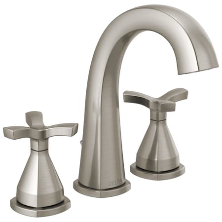 Delta Stryke Two Handle Widespread Bathroom Faucet, 5.81 in, Lumicoat Stainless 357756-SS-PR-MPU-DST