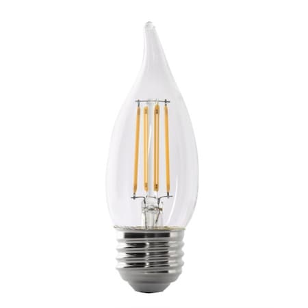 Feit Electric LED Bulb, Decorative, Flame Tip Lamp, 60 W Equivalent, E26 Lamp Base, Dimmable, Clear BPEFC60/950CA/FIL