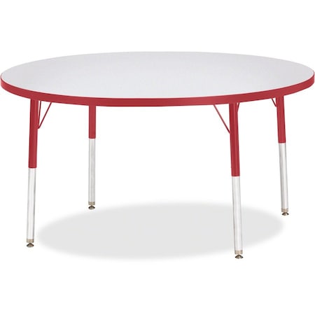 Jonti-Craft Berries Round Activity Table, 48 in. Diameter, A-height, Freckled Gray/Red/Gray 6433JCA008