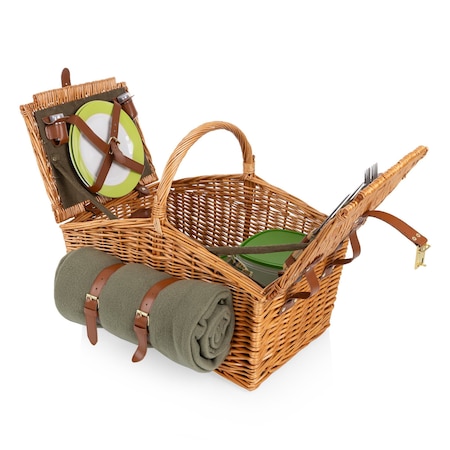 Picnic Time Family Of Brands Somerset Picnic Basket, Sage Green 213-87-130-000-0