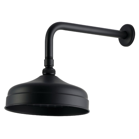 Kingston Brass 8" Round Raindrop Brass Shower Head with 12" Shower Arm, Matte Black K124K30