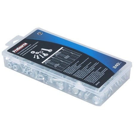 Prosource Nut and Bolt Assortment, Carbon Steel, Zinc, 240-Piece 61465