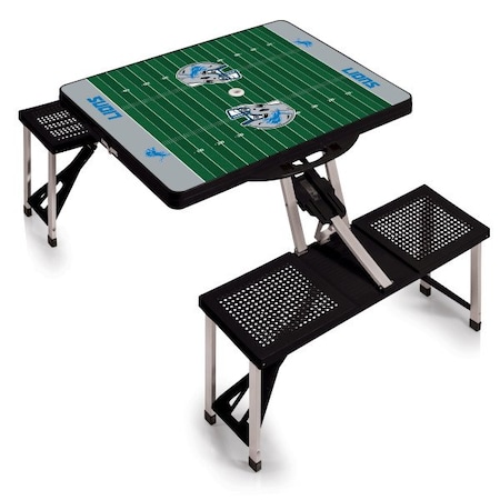 Picnic Time Family Of Brands Detroit Lions - Picnic Table Portable Folding Table with Seats, (Black) 811-00-175-115-2