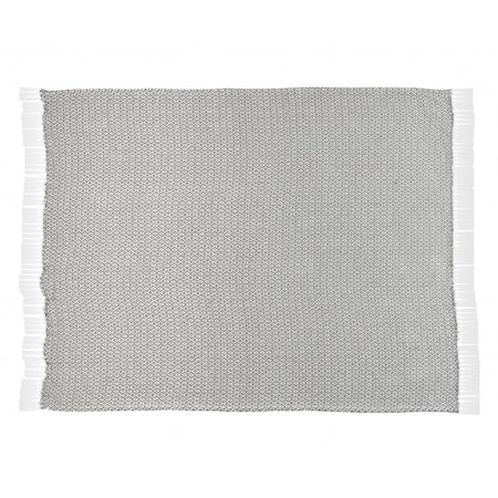 Homeroots 50" X 60" Gray and White Woven Cotton Geometric Throw Blanket with Fringe 516606